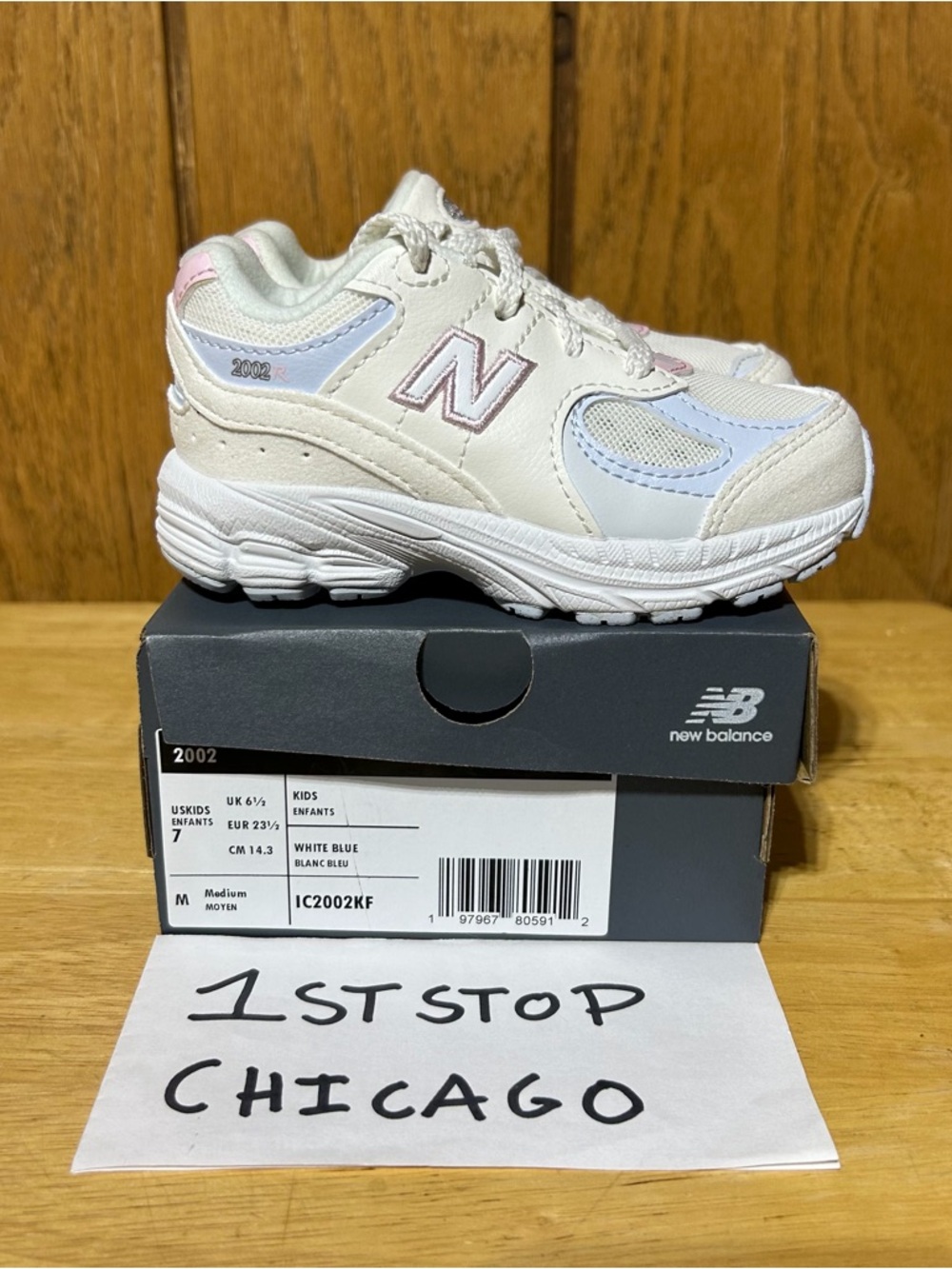 New Balance 2002R Sea Salt Pink Ice Blue Sneakers IC2002KF Toddler Size 7C NEW
